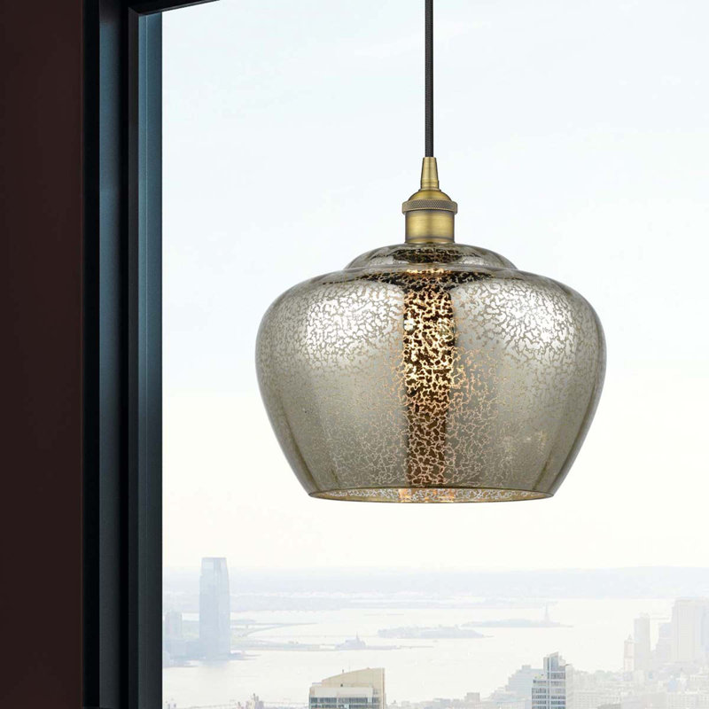 Luminaire suspendu simple à 1 lumière Noille, Laiton brossé