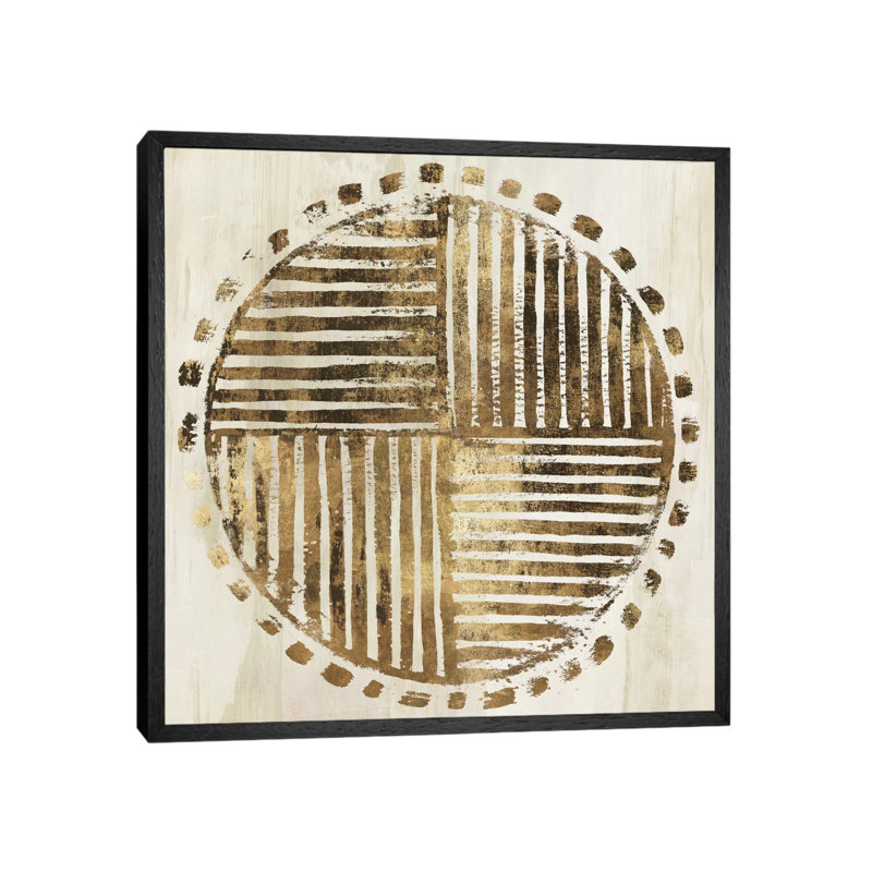 African Lines I by Eva Watts - Floater Frame Painting on Canvas, 93.98 cm H x 93.98 cm W, Black Framed