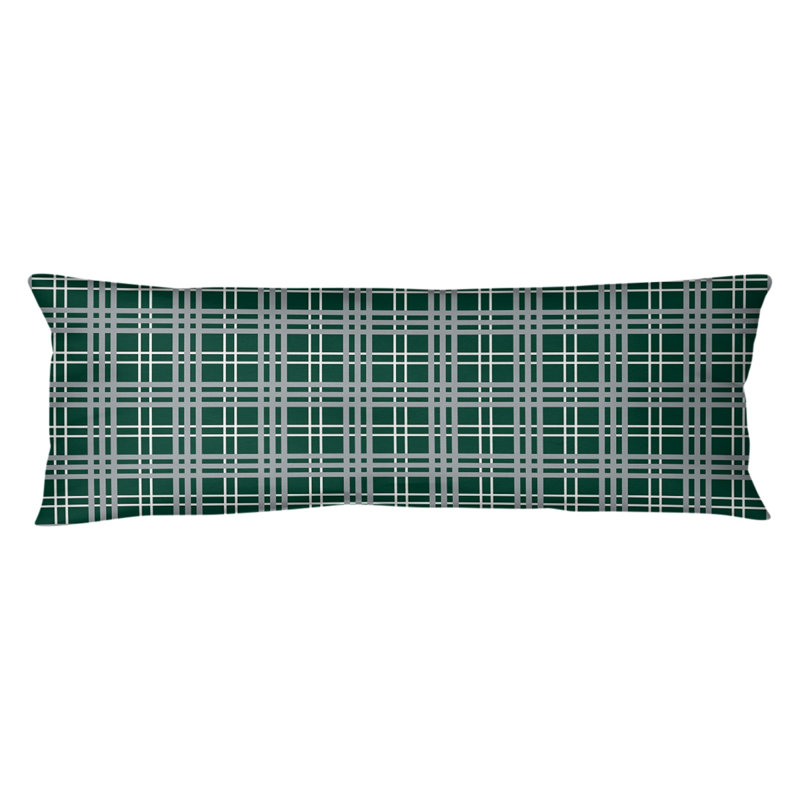 Polyester Medium Pillow, Hunter Green/White/Gray, Plush Fleece