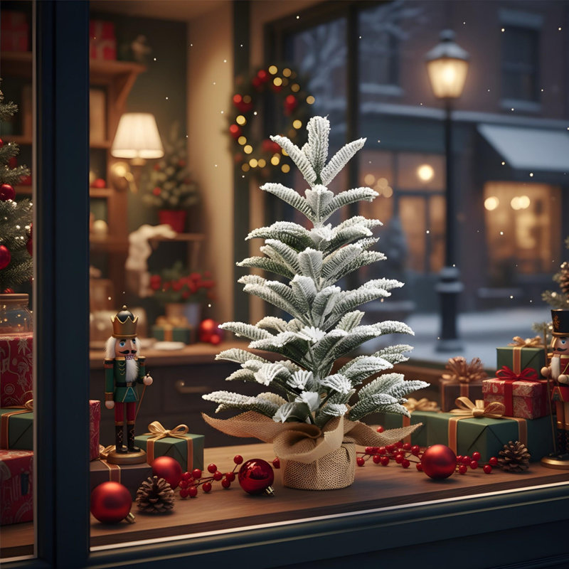 50CM Modern Flocked Tabletop Christmas Tree