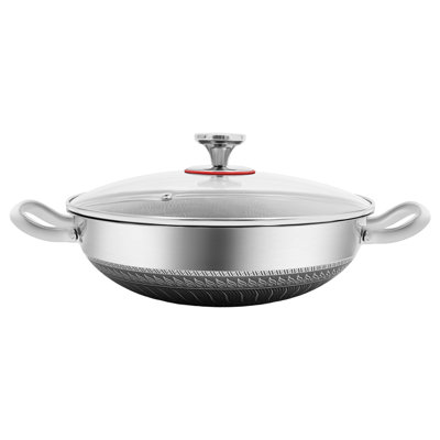 Poêle à frire 3,5 x 12,5 po en acier inoxydable avec couvercle
