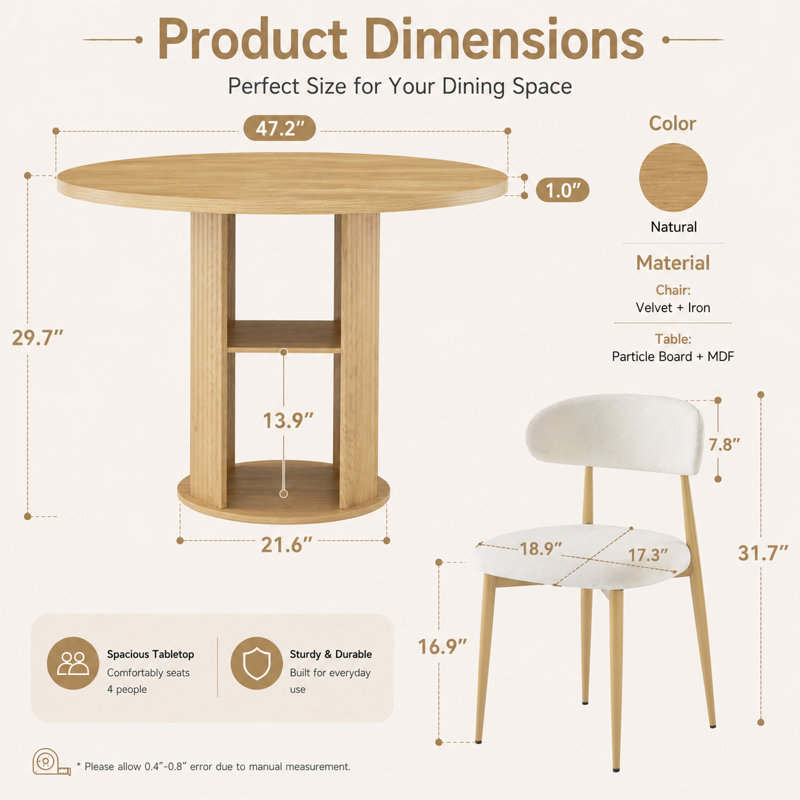 Ensemble de table de salle à manger 3 pièces pour petits espaces, table moderne avec tablette de rangement et 2 chaises, Brun