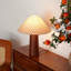 Petite lampe de table moderne en bois massif de couleur noyer avec abat-jour en polyester pour le salon de la chambre à coucher, ampoule incluse-822501786-822501787