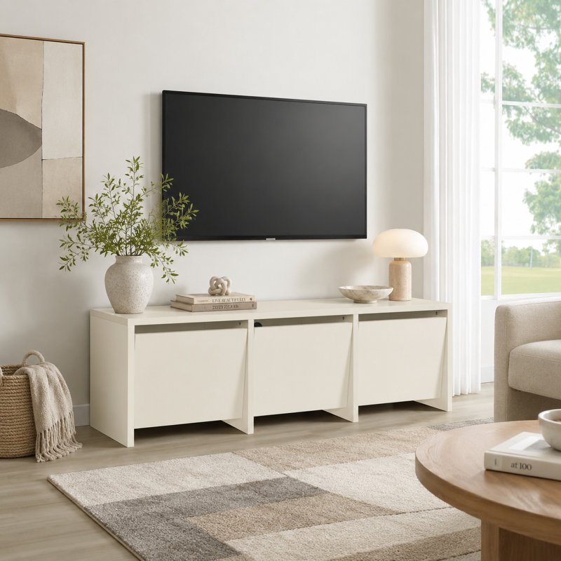 Meuble télé 59 po pour téléviseur de 75 po ou moins Aarti, Crème
