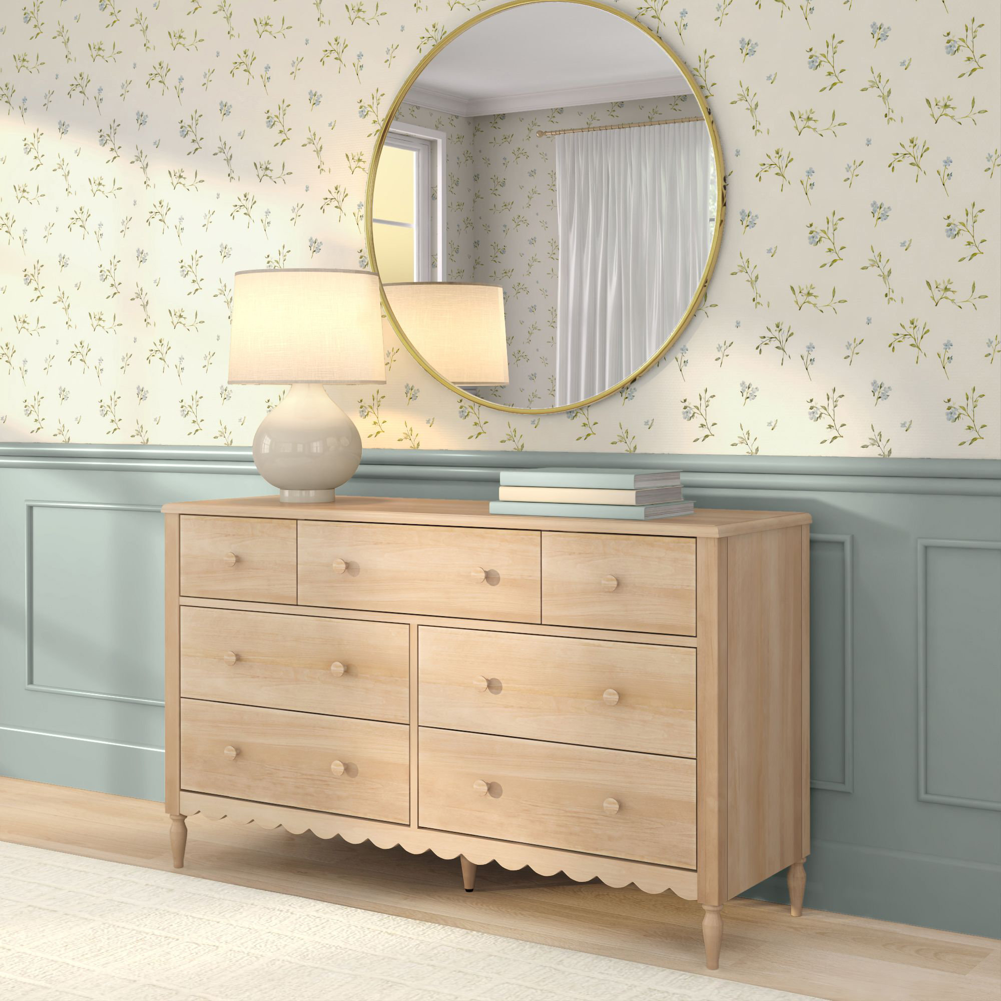 Charlotte 7 Drawer Dresser, Pecan, Blonde