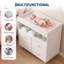 Commode à langer 4 tiroirs avec paniers de rangement en tissu, structure robuste en bois d'ingénierie, plan à langer spacieux, design blanc moderne pour chambre de bébé ou chambre à coucher, blanc