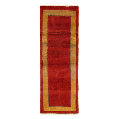 Tapis de couloir géométrique en laine et coton noué à la main à motif géométrique 2 pi 5 po x 7 pi 1 po