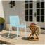 Holiday - Fauteuil empilable moderne en plastique 4 pièces pour une utilisation intérieure / extérieure - Dossier ergonomique à lattes, matériau PP toutes saisons, bleu ciel clair - patio, balcon, café-1826194252