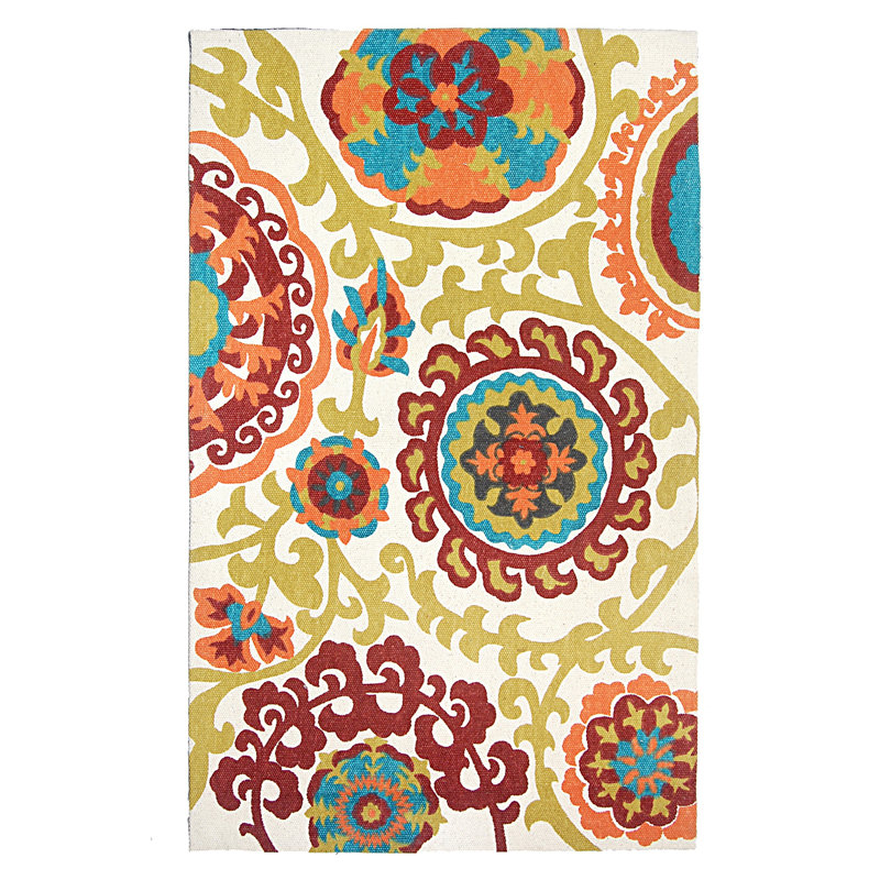 Tapis en coton tissé à la main Wilburg, Rectangle 2 pi 3 po x 3 pi 9 po