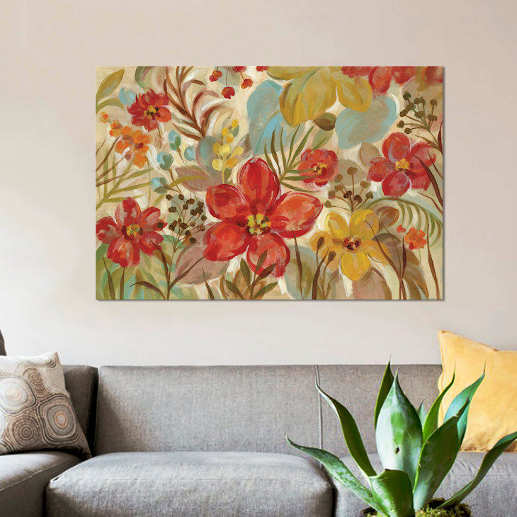 « tropical fleurs », reproduction d’impression sur toile tendue, Toile tendue, H 16 po x l 24 po x P 1 po
