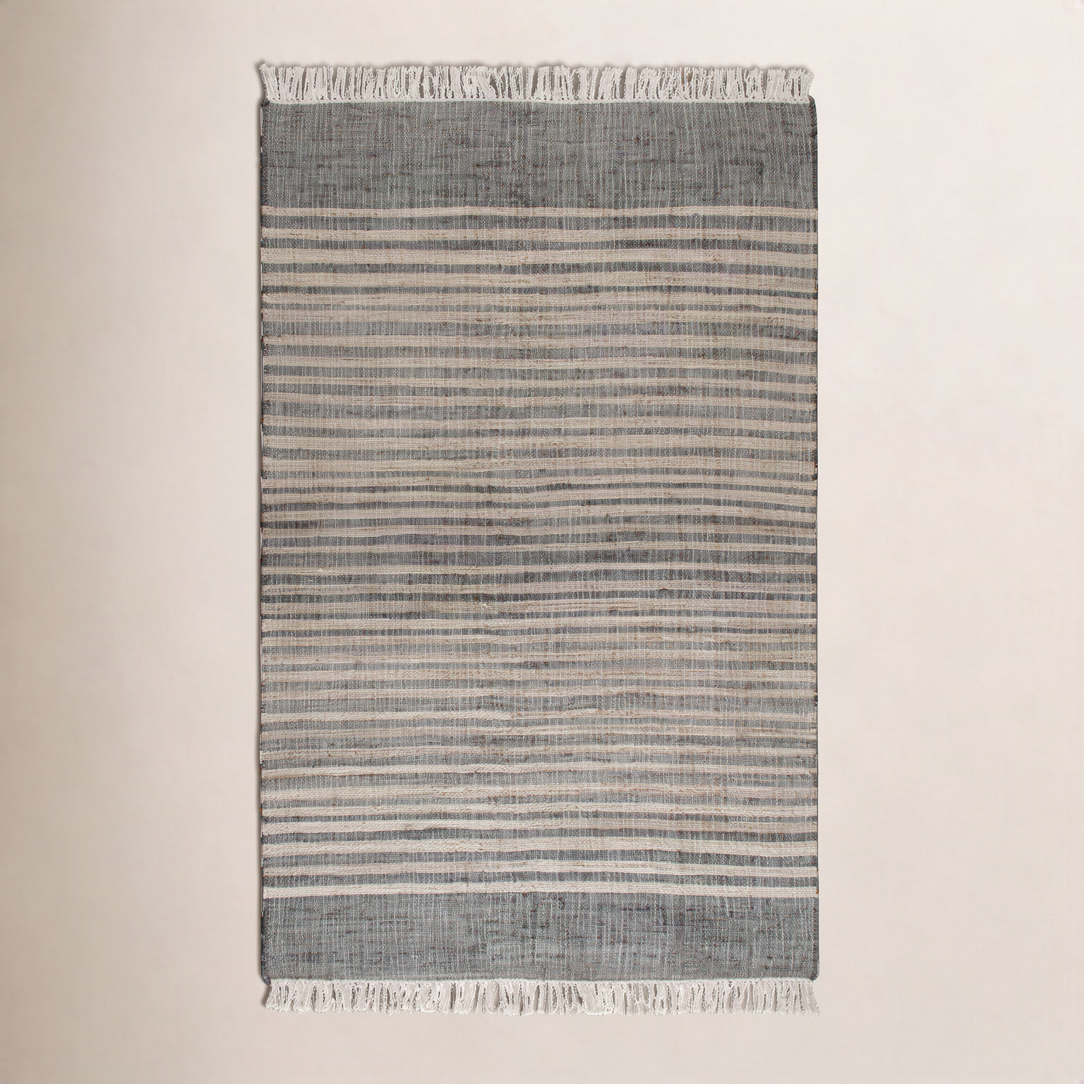Mitzy Gray Brown Striped Jute Rug, Rectangle 5' x 8'