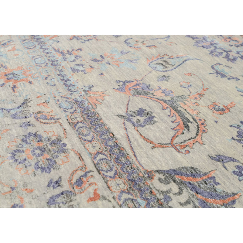 Hand-Knotted High-Quality Silver and Black Area Rug