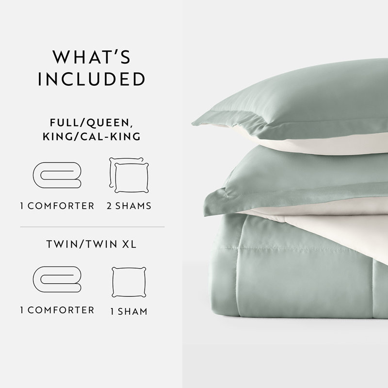 Eucalyptus and Natural Reversible Down Alternative Full Comforter Set