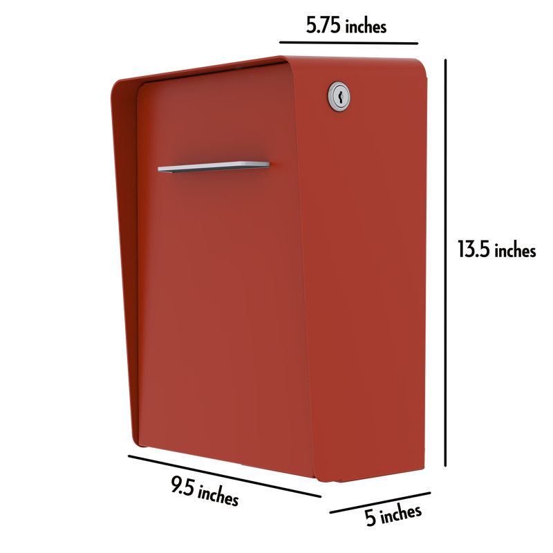 Modern Locking Wall Mounted Mailbox, Paprika