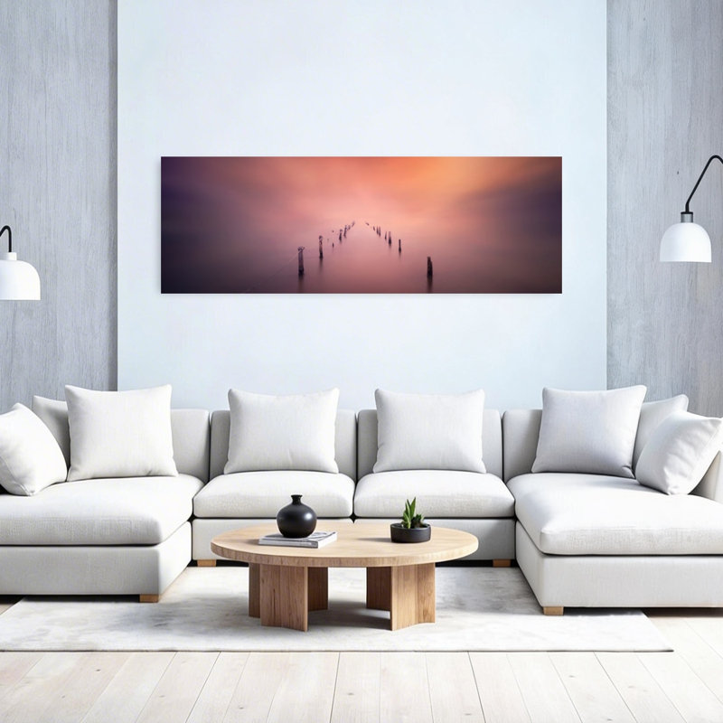 Pastel Pier Glow by Joaquin Guerola - Wrapped Canvas Panoramic Print, 152.4 cm H x 50.8 cm W