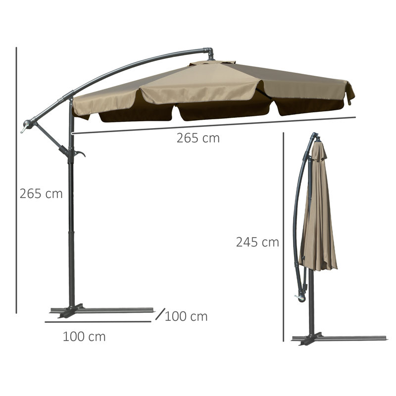 265cm Cantilever Parasol, Coffee