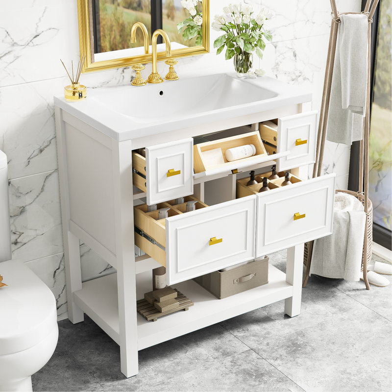 Rangement pour salle de bain Glenland, Blanc