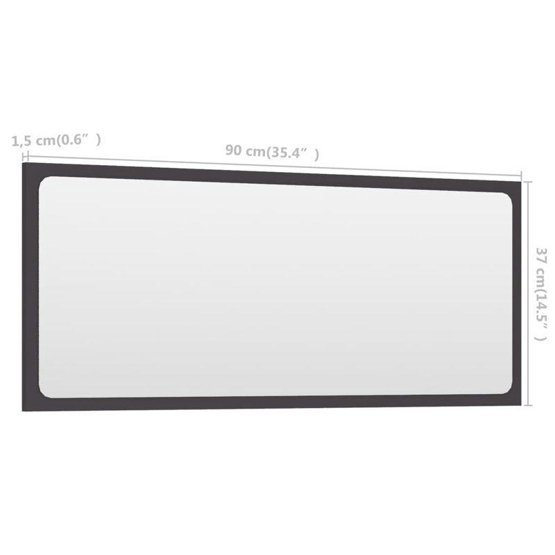 Miroir de salle de bain avec miroir de salle de bain, Gris, 14,5 po x 35,4 po