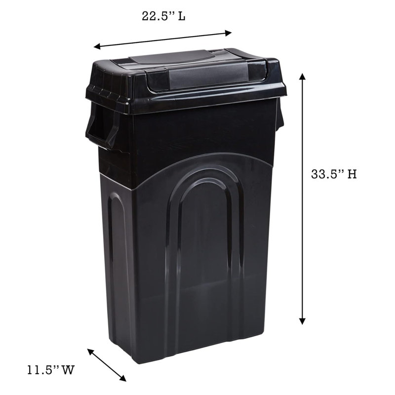 United Solutions 23 Gallon Highboy Waste Containers with Lids, Black