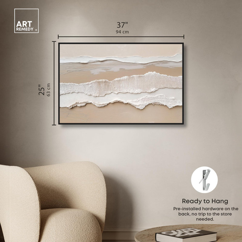 Toile texturée «Sea II» par Art Remedy, H 25 po x l 37 po, Noir, Cadre flottant