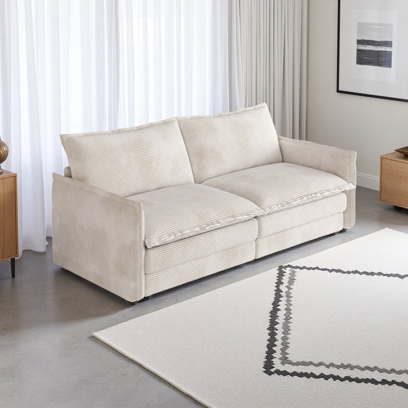 Canapé en tissu d'ameublement Corduroy, Beige