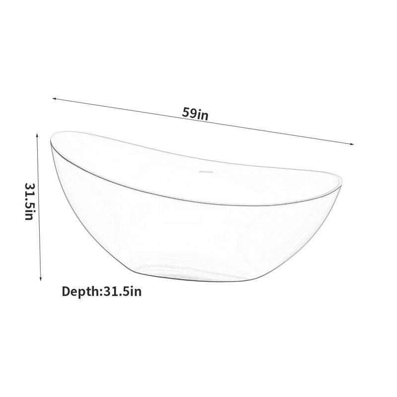 59'' W 31.5'' H Tub & Shower Kit, Gray