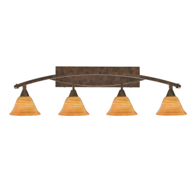 4 Light Bath Bar Shown In Bronze With 7" Firre' Saturn Glass