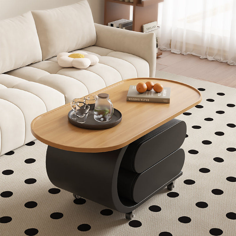 Table basse légère et portable, H 19,7 po x L 47,2 po x l 23,6 po, Burlywood, Black