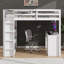 Lit mezzanine élégant avec échelle, tablettes et bureau-129858123