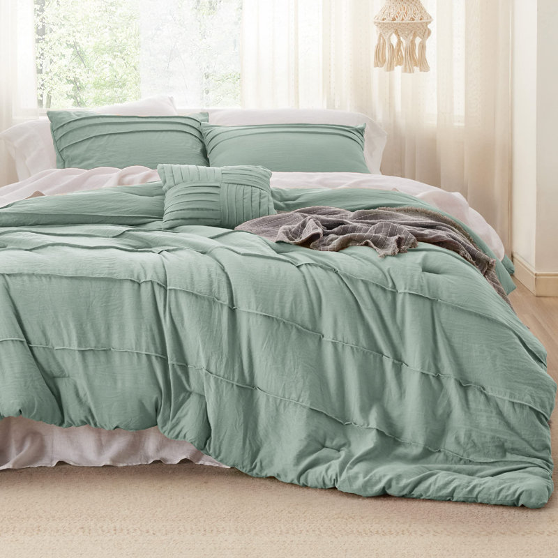 Ensemble d'édredon plissé en microfibre pré-lavé Best vendeur - 89GSM, Édredon très grand et 3 pièces supplémentaires