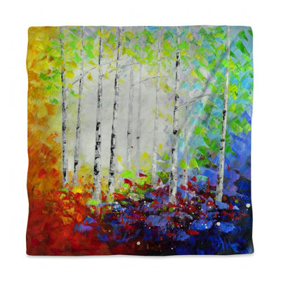 Colorful Forest Red Duvet Cover - Bedroom Trees Home Decor