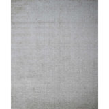 Hand Knotted Silk Area Rug in Dark Beige/Ivory