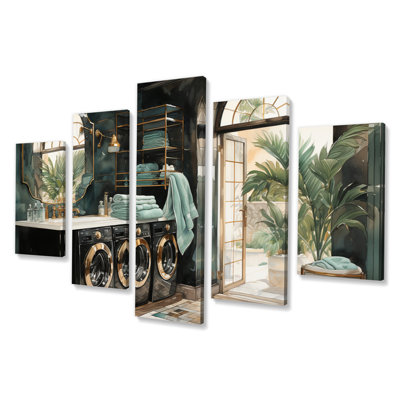 'Laundry Room Art Deco I - Bath & Laundry Canvas Art Print - 5 Panels