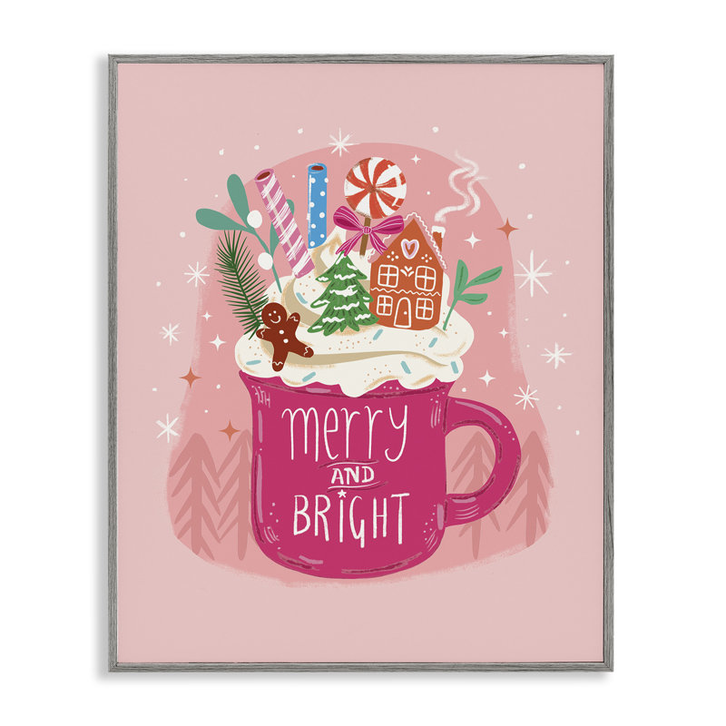 «Pink Christmas Cocoa Dessert», estampe numérique, conception par Jo Reid, H 14 po x l 11 po, Estampe numérique Farmhouse