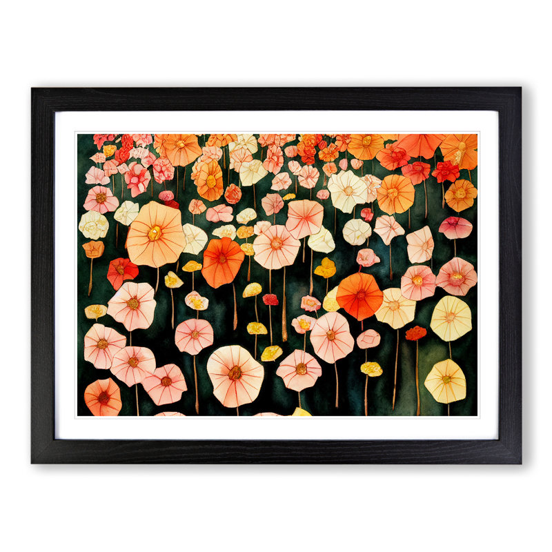Epic Flower Market - Single Picture Frame Painting, Black, 46cm H x 64cm W x 2cm D