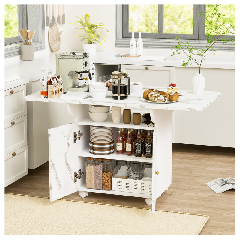 Table de salle à manger pliante en panneau de fibres à densité moyenne de 47 pouces avec support de rangement et armoire