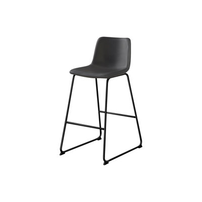 Contemporary Office Chair, Standing Style, Grey Leather Look Padding, Black Metal Bar Height Chair For Office, Look, Robust Construction
