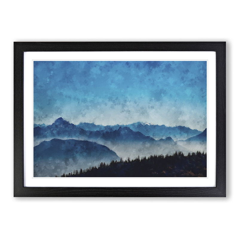 Fog Between the Mountains - Picture Frame Graphic Art Print, 62cm H x 87cm W x 2cm D, Black Framed