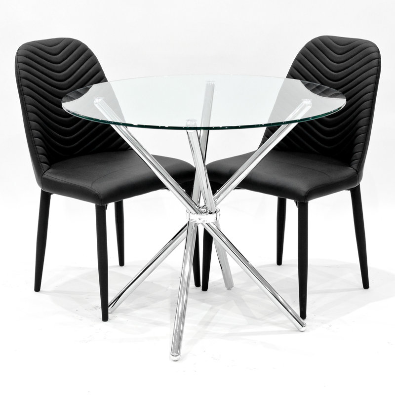 3 - Piece Criss Cross Dining Set, Black, Chrome