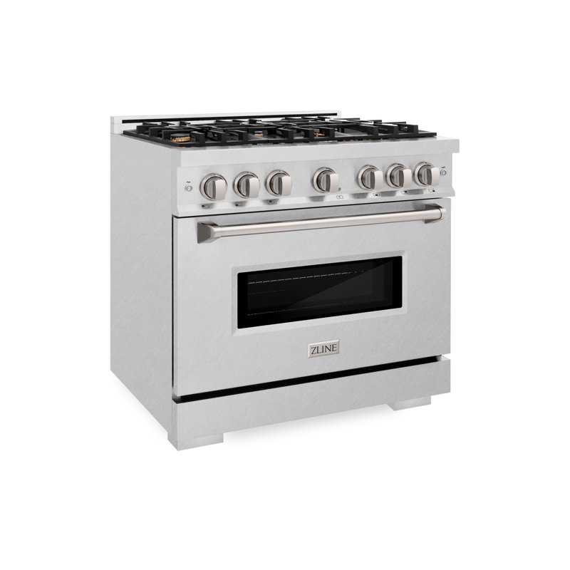 ZLINE 36" Classic Dual Fuel DuraSnow Range w/ 6 Brass Burners & Convection Oven, Stainless Steel