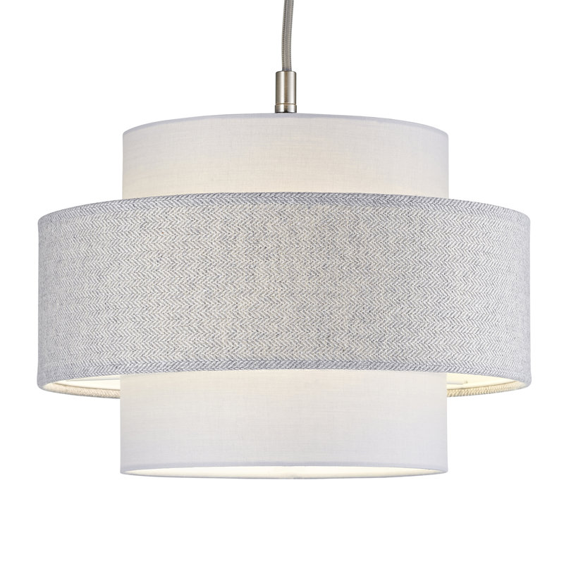20cm H Linen Drum Pendant Shade ( Screw On ) in Grey