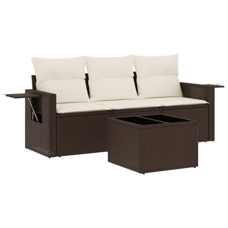  Ensemble de canapé de jardin en rotin PE brun