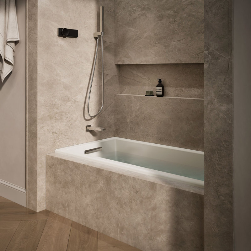 Underscore 60" x 30" Soaking Bathtub, Biscuit, Left
