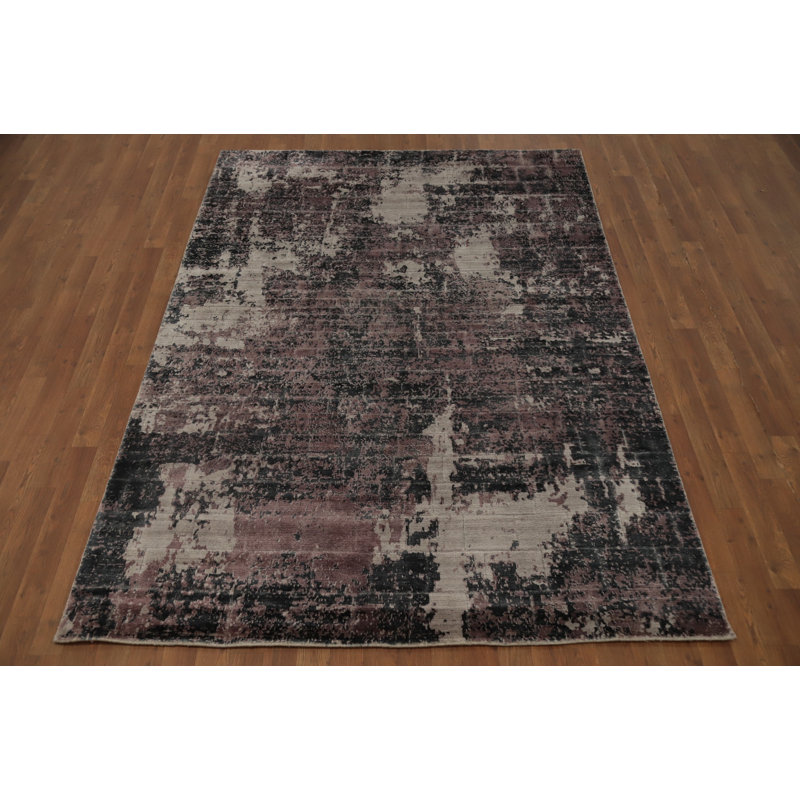 Tapis artistique délavé 6 x 8 aux tons roses