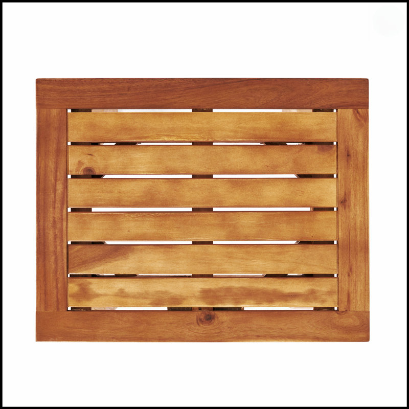Table d'appoint d'extérieur SELMA avec conception à lattes, durable et résistante aux intempéries, Teck