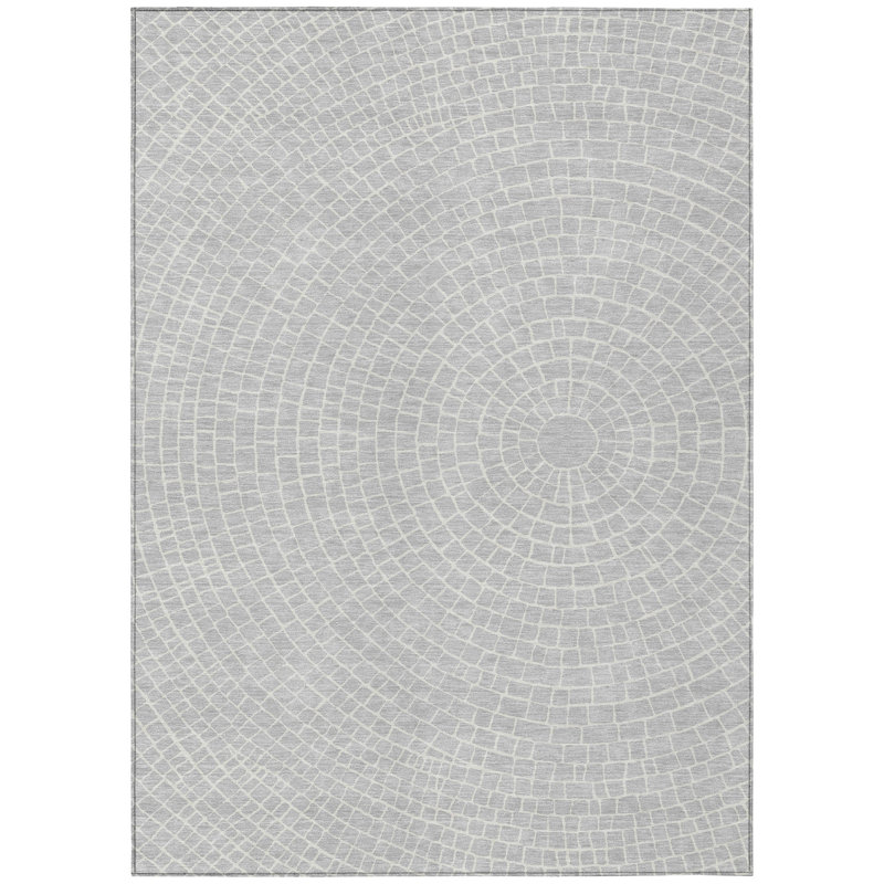 Machine Washable Indoor/Outdoor Chantille ACN2455 Geometric Rug, Silver, 8' x 10'