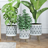 Glenview 3 - Piece Metal Pot Planter Set