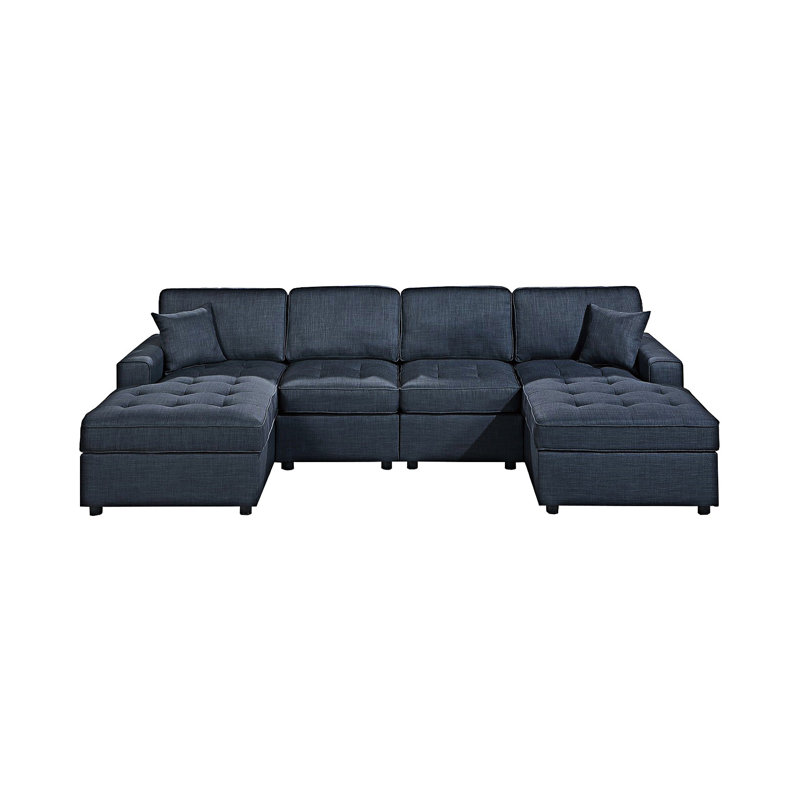 Canapé modulaire contemporain touffeté, Bleu très foncé