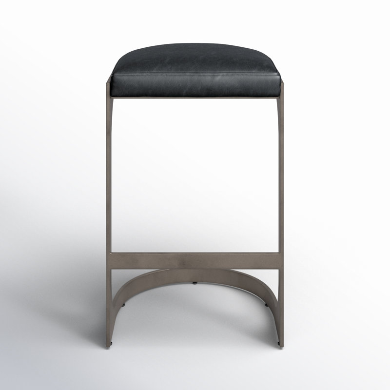 Bellesa Upholstered Counter Stool with Metal Frame, Black, Bar Stool (28” Seat Height)