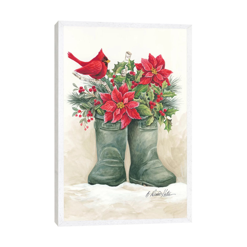 Christmas Lodge Boots by Diane Kater - Print on Canvas, White Framed, 101.6 cm H x 66.04 cm W